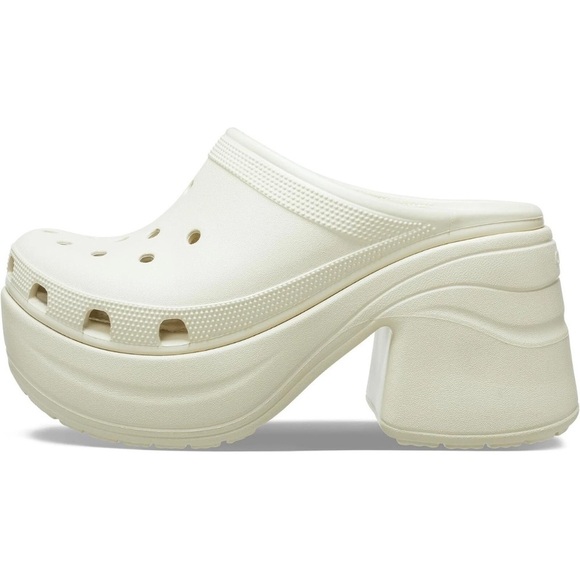 New Crocs Siren Clog Platform Block High Heels Bone/White Slip On Womens Size 12 - Picture 1 of 14